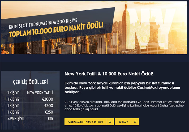 New York Tatili ve 10 Bin Euro Nakit Ödül Burada