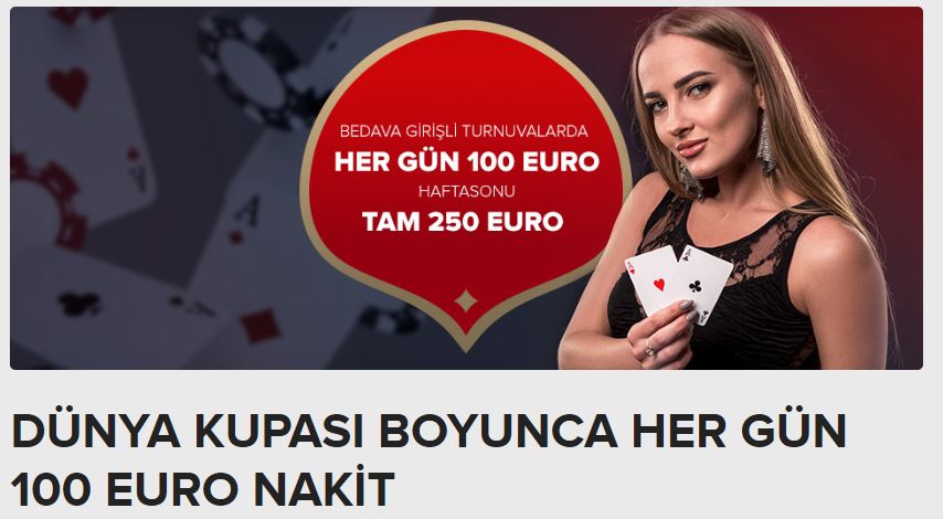 Dünya Kupası Boyunca Her Gün 100 Euro Pokerde